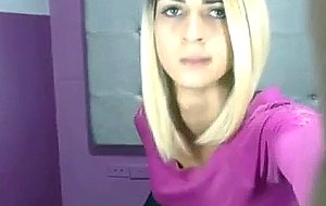 Slim blonde masturbate