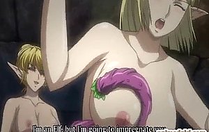 Busty anime elf caught and poked by shemale hentai