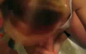 My wife sucking my cock and taking facial