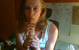 Shy shemale anna does footjob for the first time and shows her cock