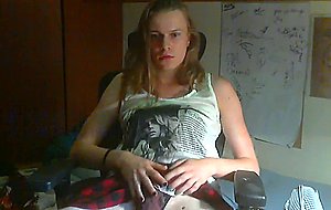 Shy shemale anna does footjob for the first time and shows her cock