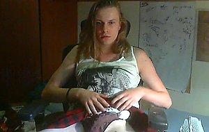 Shy shemale anna does footjob for the first time and shows her cock