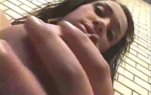 Guy playing with shemales boobs