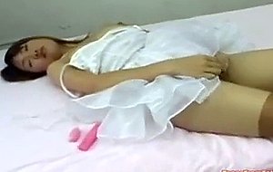 Asian teen masturbating