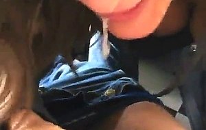 College amateur girl finishing bj in public diner