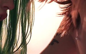 Tgirl fucks inked girl and gets jerked