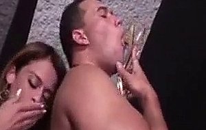 Busty tranny and guy have some fun