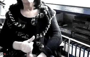 Mature sissy plays with her dick