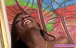 Black ts takes cock bareback in her ass