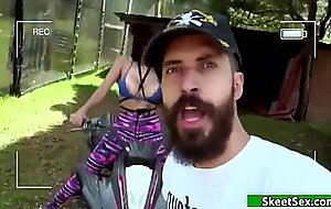 Busty latina riding big intense cock 