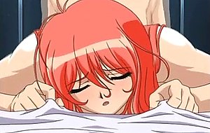 Busty hentai redhead tittyfucking and diloding