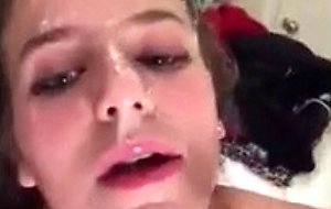 Teen girl showers in her spit 