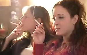 Mom and daughter smoking 