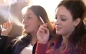 Mom and daughter smoking 