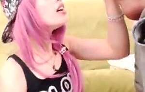 Emo teen gf gives sloppy deepthroat!