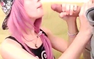 Emo teen gf gives sloppy deepthroat!