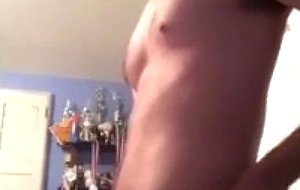 Adorable teen boy plays with horny cock 