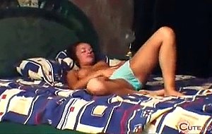 Amazing young temptress JOy caressing her sensitive nipples and pussy ...