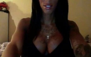 Sexy blue eyed tgirl stripping