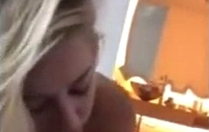 Slender young blonde sucks &...