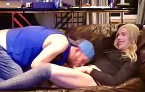Blonde beauty fucks her boy at home