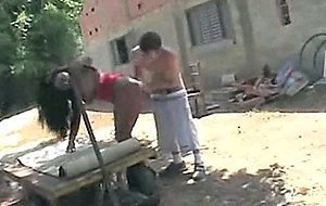 Sara hevyn fucks guy outdoors