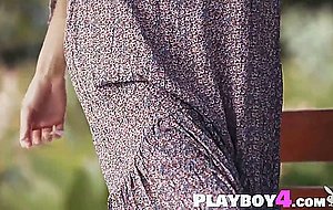 Two pretty blonde MILF babes passion dancing outdoor