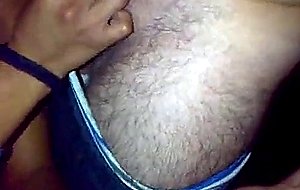 Latina amateur tranny sucking two cocks