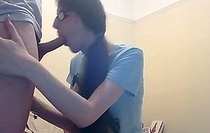Cutey in glasses loves cock
