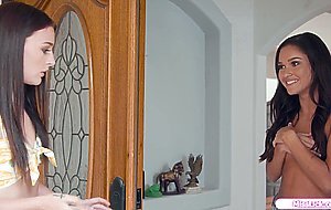 Teen babysitter and her sexy bestie lick each others pussy