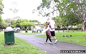 Flexible ebony teen bounces on white cock