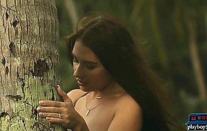 Big natural boobs Russian MILF Niemira strips outdoor