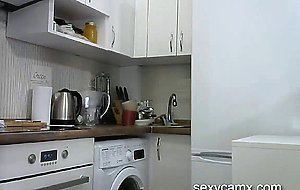 Slutty amateur chick gets fucked in the kitchen live at sexycamx