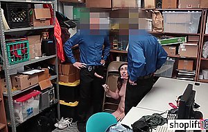 Sexy brunette babe sucked a two policemans big cocks