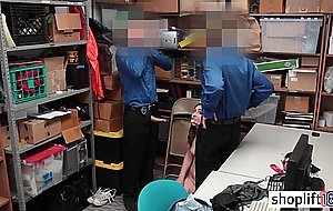 Sexy brunette babe sucked a two policemans big cocks