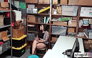 Teen with big tits played with a dildo in a cops office
