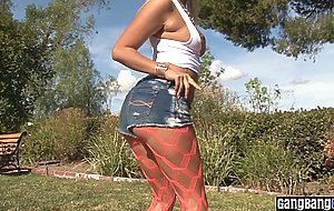 Two sexy sport MILF babes posed and striptease outdoor