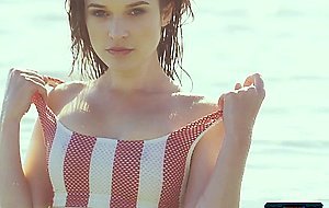 Perfect body MILF model Serena Wood strips outdoor