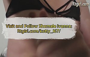 Masked latina shemale jerking off her big cock