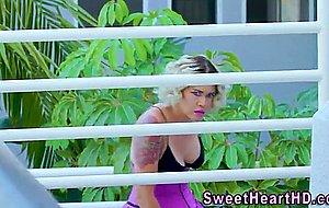 Busty tattooed milf licks pussy 