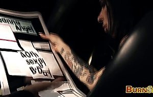 Four horny tattooed babes enjoying the lesbian orgy