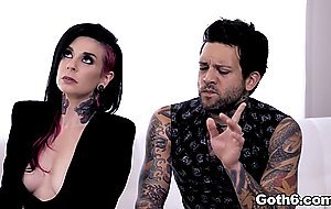 Wild tattooed couple 3some with...