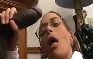 Mature Teacher Eats A Big Black Snack