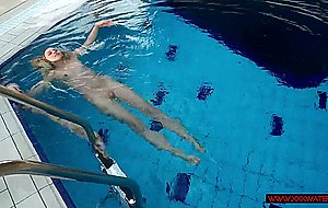 Blonde in a dress in a pool