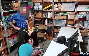 Chubby inked teen thief punished by a dirty policeman