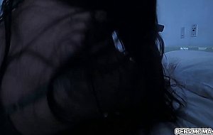 Texas Patti plays with her stepsons dick stroking it with her hands