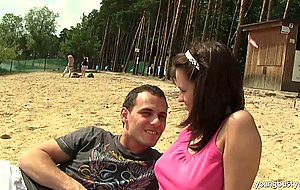 Busty brunette teen rita gets fucked outdoors