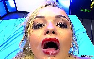 A lot of bukkakes on shaved teen...
