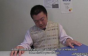 Japanese student, sayaka aishiro gives blowjobs to her professor, uncensored