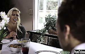 Jealous stepmom rode stepsons big cock with hot blonde